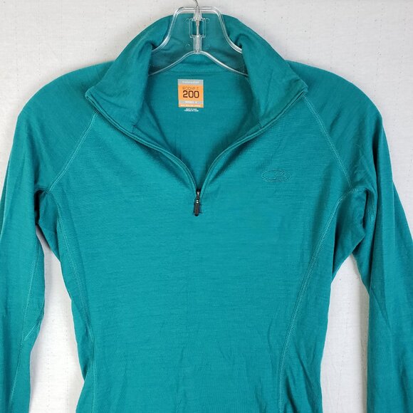 Icebreaker Bodyfit 200 Base Layer 1/4 Zip New Zealand Merino Wool Teal size S - Picture 2 of 11